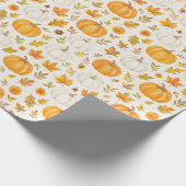 Schattige pompoenpatroon | Thanksgiving Cadeaupapier (Hoek)