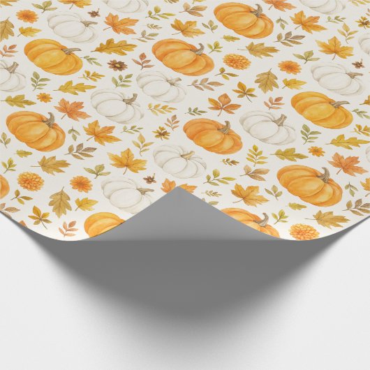 Schattige pompoenpatroon | Thanksgiving Cadeaupapier (Hoek)