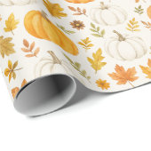 Schattige pompoenpatroon | Thanksgiving Cadeaupapier (Rol Hoek)