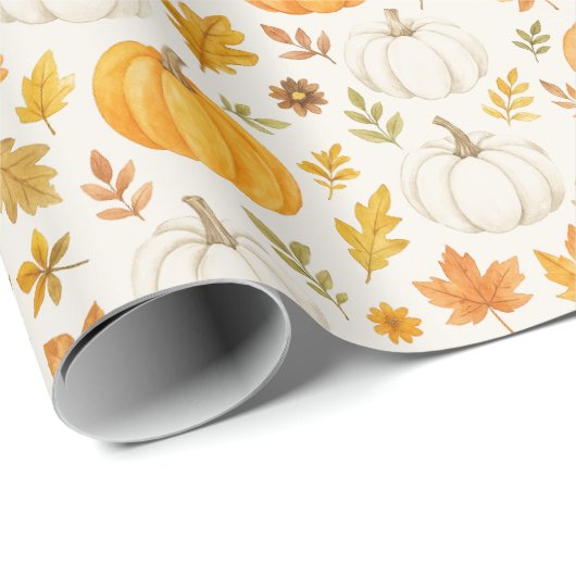 Schattige pompoenpatroon | Thanksgiving Cadeaupapier (Rol Hoek)