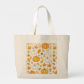 Schattige pompoenpatroon | Thanksgiving Grote Tote Bag (Achterkant)