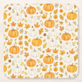 Schattige pompoenpatroon | Thanksgiving Kartonnen Onderzetters (Voorkant)