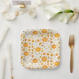 Schattige pompoenpatroon | Thanksgiving Papieren Bordje