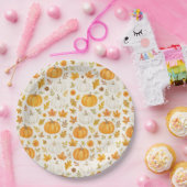 Schattige pompoenpatroon | Thanksgiving Papieren Bordje (Feest)