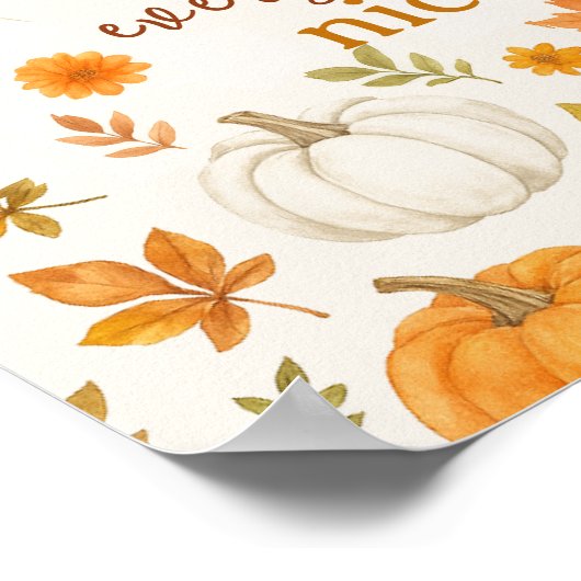 Schattige pompoenpatroon | Thanksgiving Poster (Hoek)