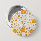 Schattige pompoenpatroon | Thanksgiving Ronde Button 7,6 Cm (Voorkant /achterkant)