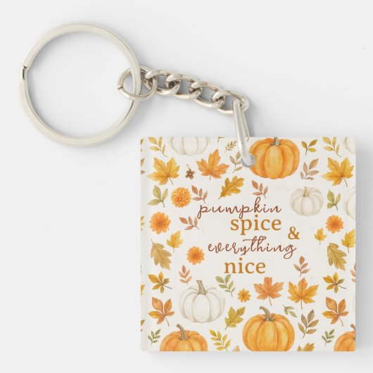 Schattige pompoenpatroon | Thanksgiving Sleutelhanger (voorkant)
