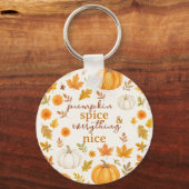 Schattige pompoenpatroon | Thanksgiving Sleutelhanger (Voorkant)