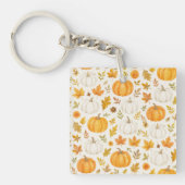 Schattige pompoenpatroon | Thanksgiving Sleutelhanger (voorkant)