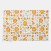Schattige pompoenpatroon | Thanksgiving Theedoek (Horizontaal)