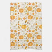 Schattige pompoenpatroon | Thanksgiving Theedoek (Verticaal)