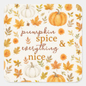 Schattige pompoenpatroon | Thanksgiving Vierkante Sticker (Voorkant)