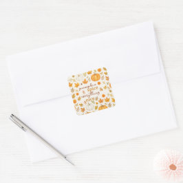Schattige pompoenpatroon | Thanksgiving Vierkante Sticker