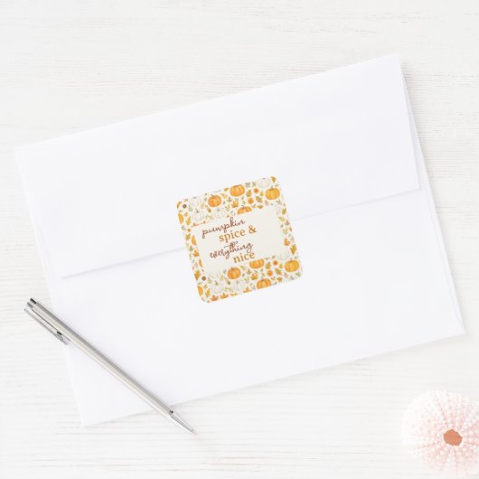Schattige pompoenpatroon | Thanksgiving Vierkante Sticker (Envelop)