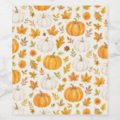 Schattige pompoenpatroon | Thanksgiving Wijn Etiket (Enkel label)