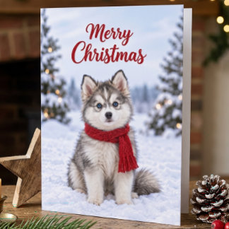 Schattige Pomsky Puppy Hond Liefhebber Sneeuwige K Kaart