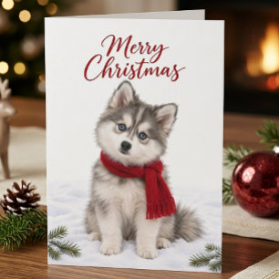 schattige pomsky puppy, hondenliefhebber, vrolijk kaart