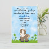 Schattige Pony Baby shower voor jongens Kaart (Staand voorkant)