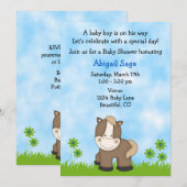 Schattige Pony Baby shower voor jongens Kaart (Voorkant / Achterkant)