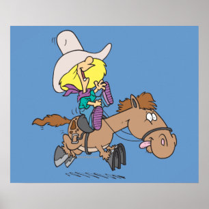 schattige pony-cartoon poster