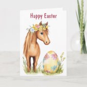 Schattige Pony - Floral Horse Easter Feestdagen Kaart (Voorkant)