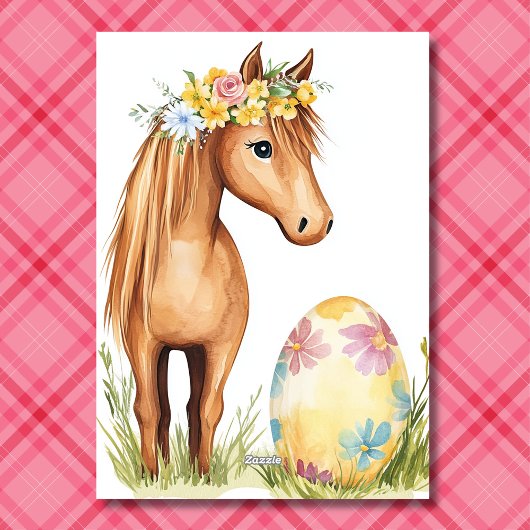 Schattige Pony - Floral Horse Easter Feestdagen Kaart