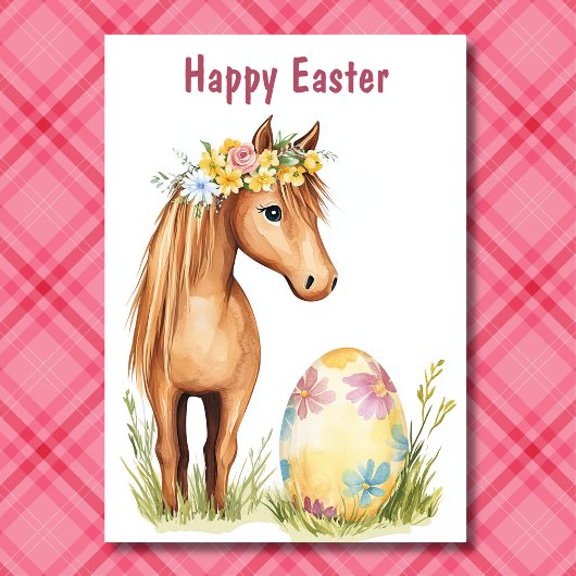 Schattige Pony - Floral Horse Easter Feestdagen Kaart