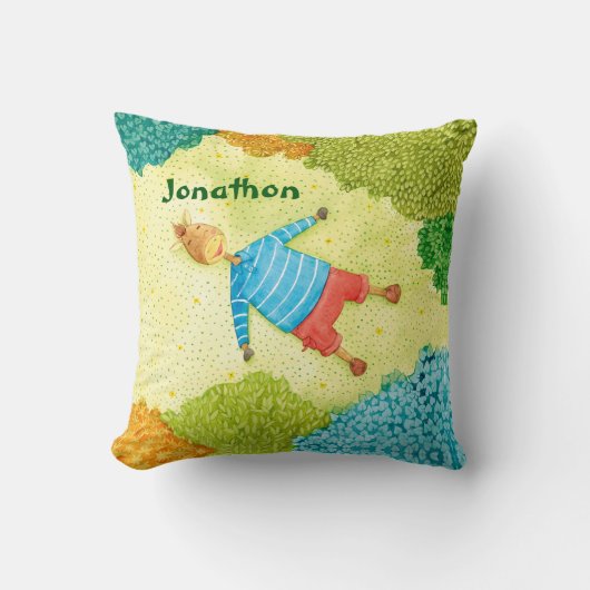 Schattige Pony kinder Cartoon Boys gepersonaliseer Kussen (Voorkant)