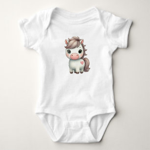 Schattige Pony met Hart Baby Bodysuit