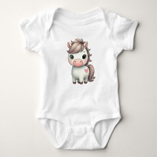 Schattige Pony met Hart Baby Bodysuit (Voorkant)
