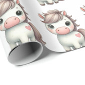 Schattige Pony met Heart Wrapping Paper Cadeaupapier (Rol Hoek)