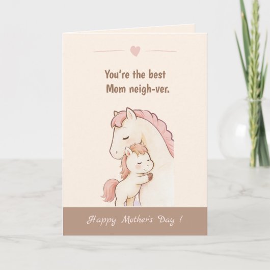 Schattige Pony Puns Beste Moeder Moederdag Kaart (Voorkant)