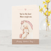 Schattige Pony Puns Beste Moeder Moederdag Kaart (Gele Bloem)