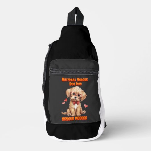 Schattige Pooch: Boog-Tied & Glazen Sling Bag (Voorkant)
