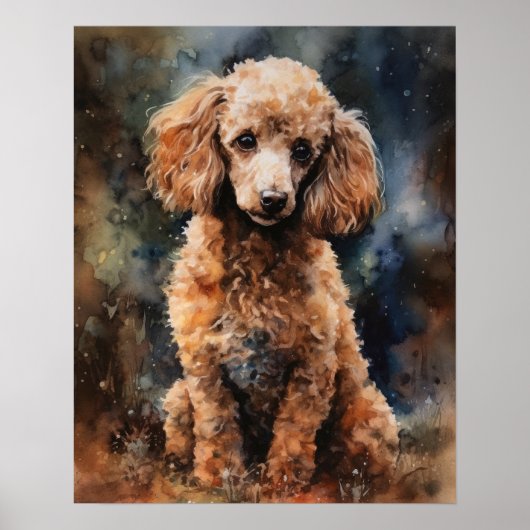 Schattige Poodle Dog Art Print Poster (Voorkant)