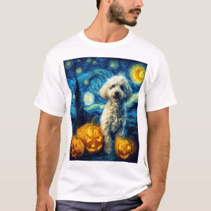 Schattige Poodle Hond Halloween Jack O Lantern Pom T-shirt