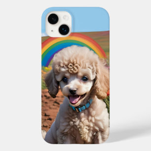 Schattige Poodle Kleurrijke bloem en regenboog Case-Mate iPhone 14 Plus Hoesje
