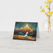 Schattige Poodle Mountain Forest Ik mis je Kaart (Gele Bloem)