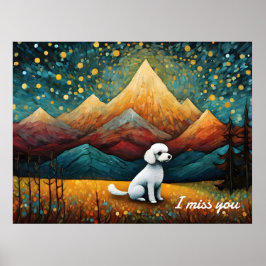 Schattige Poodle Mountain Forest Ik mis je Poster