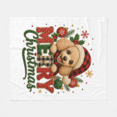 Schattige Poodle Prettig Kerstfeest Fleece Deken (Voorkant (Horizontaal))