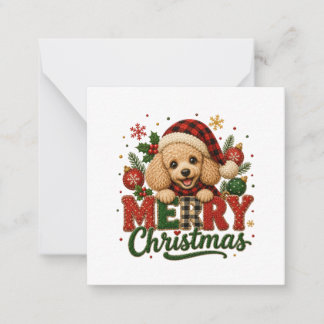 Schattige Poodle Prettig Kerstfeest Notitiekaartje
