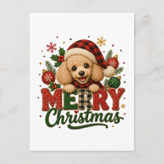 Schattige Poodle Prettig Kerstfeest Uitnodiging Briefkaart