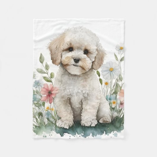 Schattige Poodle Puppy Hond Fleece Deken (Voorkant)