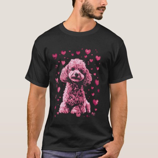 Schattige Poodle Roze T-shirt (Voorkant)