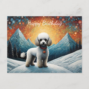 Schattige Poodle Sneeuwberg Gefeliciteerd Briefkaart