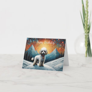 Schattige Poodle Sneeuwberg Verjaardag Kaart