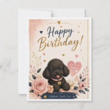 Schattige Poodle Verjaardagskaart – Elegant