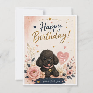 Schattige Poodle Verjaardagskaart – Elegant Aankondiging