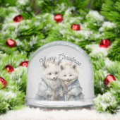 Schattige poolvos sneeuwbol (Kerstmis)