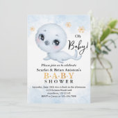 Schattige poolzegel Arctisch Baby shower Kaart (Staand voorkant)